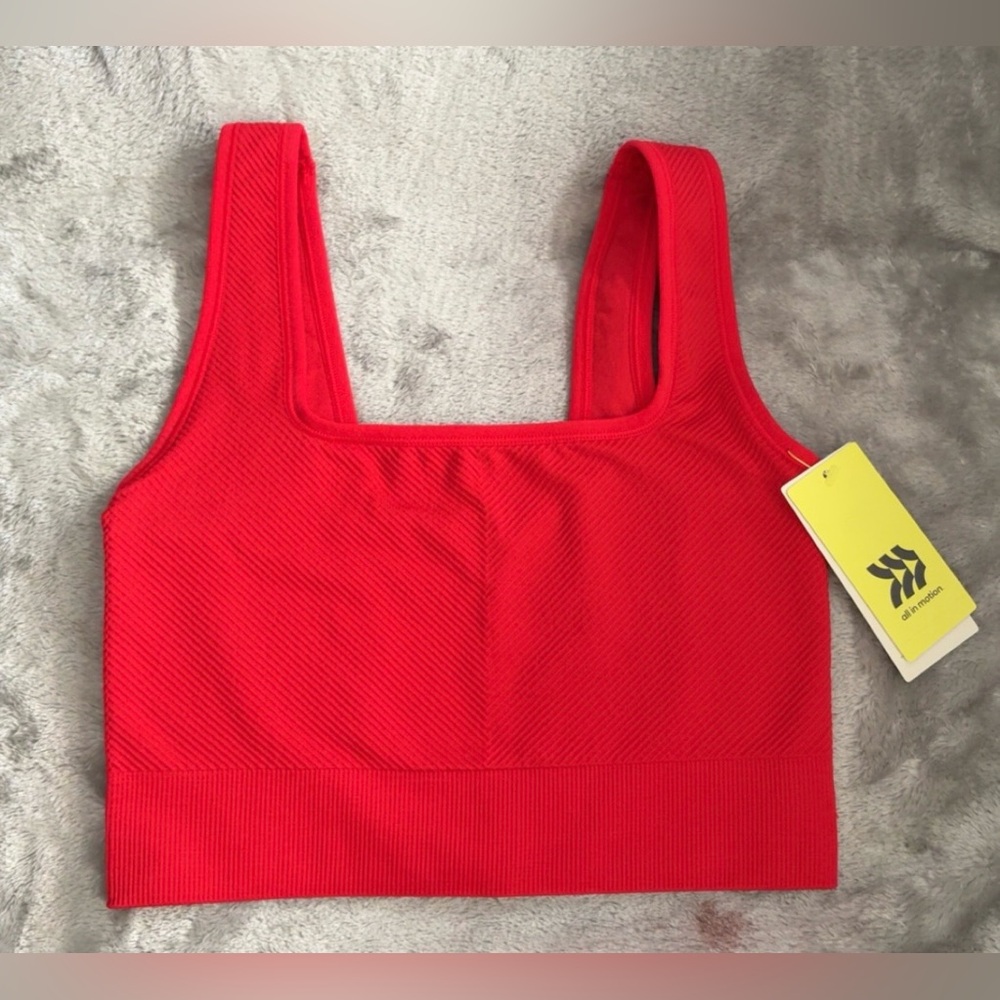 All in Motion Vibrant Red Ribbed Cropped Top